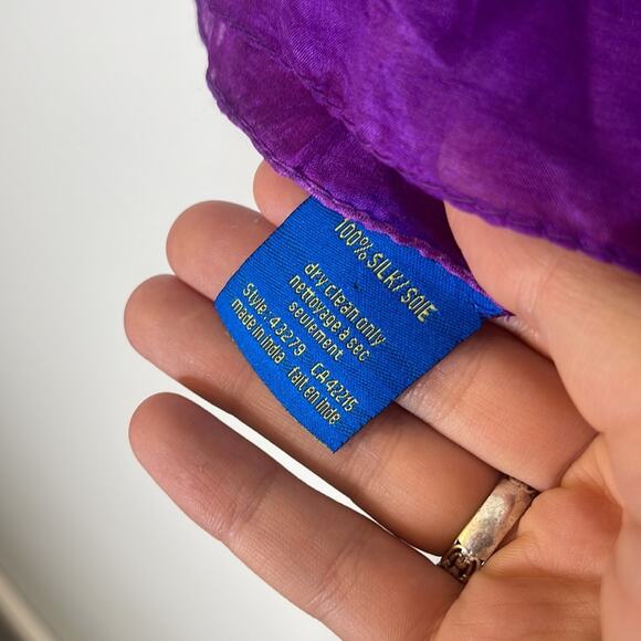 JANIE BESNER 100% Silk Purple and Blue Floral Print Square Scarf - Picture 2 of 6